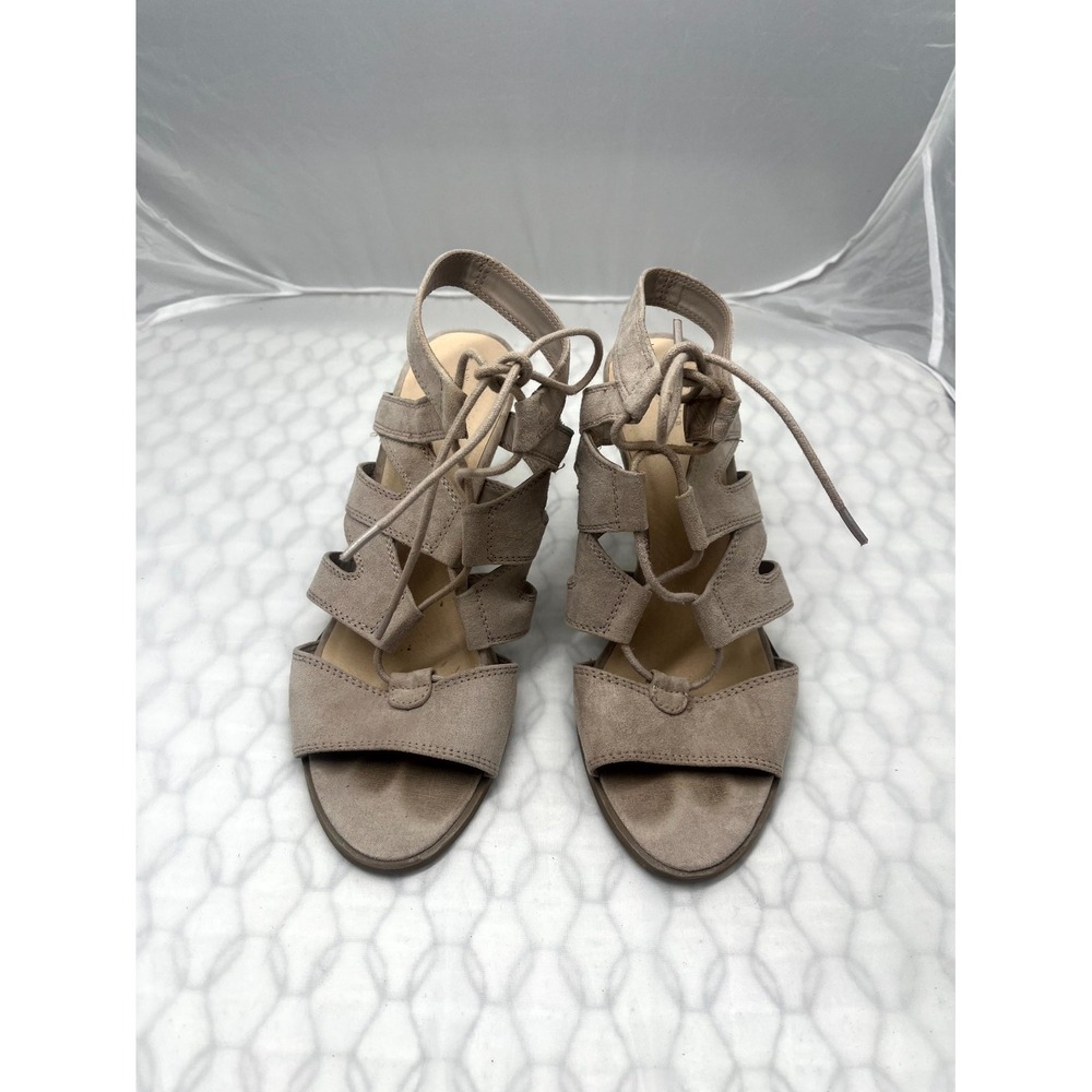 Simply Vera Vera Wang Women's Gladiator Taupe Boho Lace Up Casual Heeled Sandals